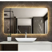 LED 간접 조명 거울 미용실경대 노프레임 세면대 거울 현관 욕실 거실 화장실 카페벽거울, 거울모서리, 라운드, 50R