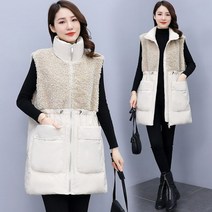 롱패딩조끼 경량 오버핏 베스트 여성 단톤 패딩 조끼 롱 반팔 고급 무스탕 누빔 빅사이즈 역시즌 아우터