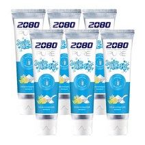 2080 퓨어 베이킹소다 싱그러운 레몬라임향 치약 125g, 6개