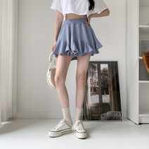 네쥬 여성 봄 여름 a라인 플레어 플리츠 밴딩 스커트