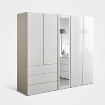 장인가구 블랑쉬 2000 3단서랍 전신거울 옷장 장롱 시스템옷장, 화이트
