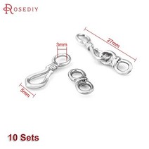 22x4MM 27x5MM 36x7MM 24K 골드 컬러 황동 목걸이 팔찌 걸쇠 커넥터 Diy 쥬얼리 결과 액세서리, [05] 44677-Platinum Color
