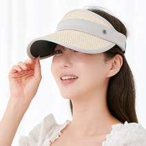 노이드비 여성 예쁜 투톤 인장 후면탄력밴드 밀짚 썬캡 여름모자