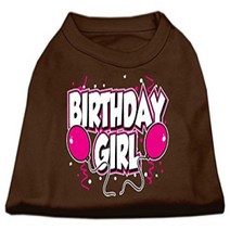 Mirage Pet Products 14-Inch Birthday Girl Screen Print Shirts Large Brown, 1
