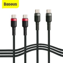 베이스어스 C to C PD 케이블 100W, 레드 + 블랙, 1개