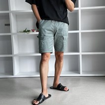 워싱면 밴딩 카고반바지 - 3color