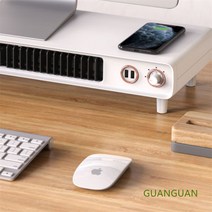 다기능 온풍기 겸 무선충전 모니터받침대 사무실 데스크탑 난방 히터 모니터 스탠드 Zuhty 증정, 베이직-화이트