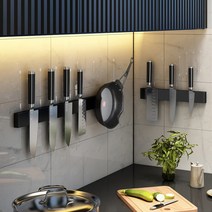 도구 걸이 자석 칼꽂이 거치대 주방 벽에붙이는칼꽂이 칼걸이 주방칼꽂이 칼보관 키친도구, 블랙|대 50cm