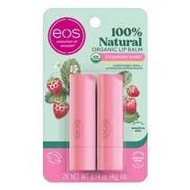 이오스 EOS 네추럴 오가닉 립 밤 스틱 스트로베리 소르베 0.14oz 2팩, 1개, 기본
