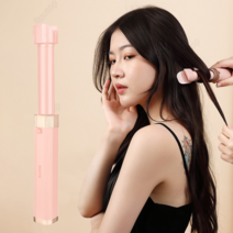 Routop 미니 무선 봉고데기 신축식 매직기 다용도 세라믹 코팅 휴대용 USB충전식, 핑크