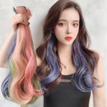 롱 컬러 그라데이션 헤어피스 브릿지 붙임머리 여성가발, DDB_골드, DDB_상품선택