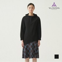 올리비아로렌 밑단체크배색장식후디원피스 VVCOAYS2151
