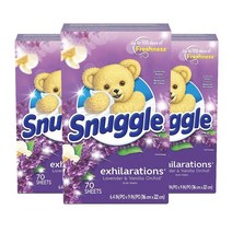 Snuggle 스너글 건조기 시트 라벤더 바닐라 오치드 70장 x 3팩 드라이 Orchid, 1t