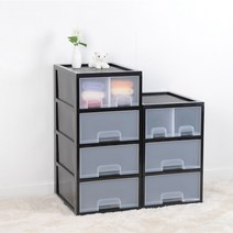 [리빙앤트리] 블랙서랍장 40 3단 4단, (블랙)두칸형40-3단