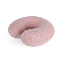 레크리에이션 하우스 공장 직접 핀 스트라이프의 코튼 커버 메모리 코튼 클래식 라운드 다이 스냅 U 자형 베개 목 베개, 잔스트라이프 핑크