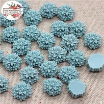 12mm 빈티지 혼합 색상 꽃 수지 플랫 백 카보 숑 DIY 쥬얼리/전화 장식 구멍 없음 50 피스, 09 blue green 50pcs