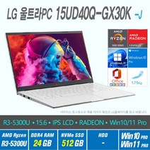 LG 울트라 PC 15UD40Q-GX30K +Win10 Pro / Win11 Pro 선택포함, WIN10 Pro, 24GB, 512GB, AMD RYZEN 5300U, 화이트