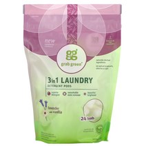 Grab Green 3 in 1 세탁 세제 포드 라벤더와 바닐라 24개입 384g(13.5oz), 24 개