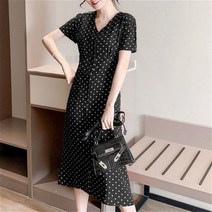 해외여행 플레어 러블리 플로럴 휴가 롱 꽃무늬 원피스 드레스 3L 귀여운 점 높은 탄성 허리 슬림 빈티지 Femme 비치 쉬폰 여름 v목 노치 여자 Vestido