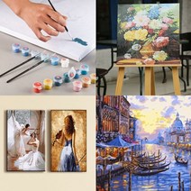 DIY 명화 그리기 인테리어 그림 인물 동물 건물 유화그리기세트 직장인 집순이 취미 선물, 별이빛나는밤