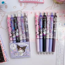 산리오 쿠로미 젤 펜 세트 6개입 캐릭터 볼펜 학용품, 0.5mm, 쿠로미  랜덤 3개