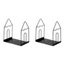 더살림 4개세트 튼튼한 철제 데스크 책꽂이 북엔드, 하우스 블랙+하우스 블랙