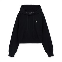 여성 베이직 크롭 후드티 NY Black