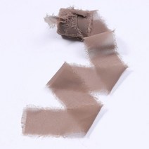 롤 수제 닳은 가장자리 쉬폰 실크 리본 청첩장 꽃다발 깎아 지른 프린지 리본 공예 DIY 포장 장식, 연한 갈색, 길이 5야드, 1개