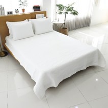 데코그램 60수 순면 줄누빔 피그먼트 침대패드 고정밴드형, 화이트