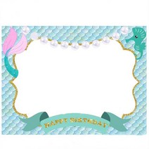 인어 테마 파티 종이 사진 프레임 바다 아래 소품 안경 아이 마스크 작은 생일 장식, photo frame
