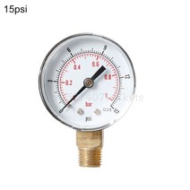압력 게이지 52mm 14quot bspt 수직 153060100150300 psi 앰프 바 하단 마운트, 15psi