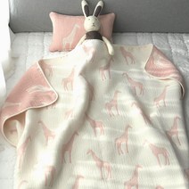 동광 스토리 순면 거즈 양면 자카드 블랭킷겸 패드, 핑크 기린
