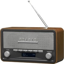 Denver DAB 라디오 DAB18 블루투스 라디오 레트로 나무 라디오 FM 라디오 DAB DAB+ AUX 배터리 또는 주 전원-26809, 알카라인 배터리 번들