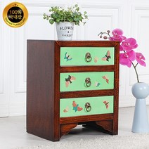 다한수제고가구 원목 나비 3단 서랍장 (연두) 고가구 인테리어, 단품