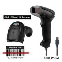 HW-F1 휴대용 무선 블루투스 바코드 스캐너 리더 POS 및 인벤토리 용, 01 Black 1D Wired