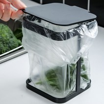 리빙에이지 철제 음식물 쓰레기통 비닐봉투 거치대, 화이트