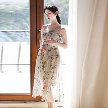 브라이덜샤워원피스 셀프웨딩드레스 스몰웨딩 레트로 프린트 스트랩 드레스