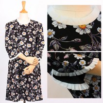 사자마트 플라워패턴 8부소매 원피스