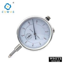 다이얼 게이지 측정기 표시기 0-10mm 정밀 0.01mm 표시기 미터 해상도 표시기 도구, 귀가있는 흰색