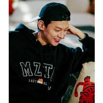 JEMUT 무직타이거 슬로우 오버핏 기모 후드 4종 블랙 MZHD2454 MUZIKTIGER Slow Overfit Napping Hood Black