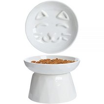 Kopmath 높은 슬로우 피더 고양이 그릇 세라믹 피더 습식 및 건식 사료를 위한 건강한 식습관 견고하고 그립감이 좋음 반려동물 퍼즐 음식 접시 구토 소화 불량 방지