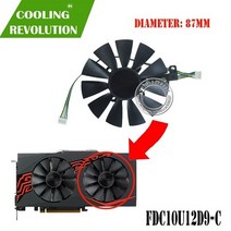 pc부품 87MM T129215BU FDC10U12D9-C PLD09210B12HH AREZ ASUS Radeon RX 470 원정 OC 그래픽 용 카드 냉각, 02 Two connectors