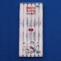 TTW12529C 헬로키티 파우치 필기도구 펜 볼 6색세트 컬러 사인 필기구 트윈칼라 선물용 1개 대형문구점, 본상품선택