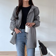 레이디플러스 1172-린세 써커 깅엄 체크 자켓
