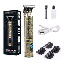 이발사 레트로 T9 헤어 트리머 전문 면도기 Kemei Heyar 컷 기계 무선 클리퍼 수염, 11 LCD ABS Dragon
