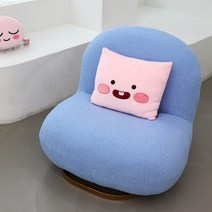 파스텔우드 구름 패브릭 회전 1인용 쇼파, 블루