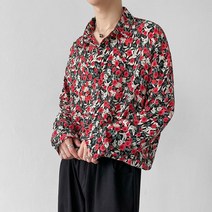 남성용 화려한 꽃 패턴 긴팔 셔츠 하늘비즈 A31 Z714D690
