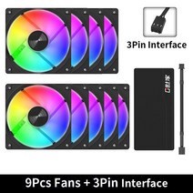 PC케이스 TEUCER-120mm RGB 케이스 팬 음소거 쿨러 Pc 컴퓨터 3 핀 냉각 12cm 환풍기 섀시 CPU, 08 9 Fan_01 3 PIN_01 As Show