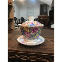 중국 보이차 찻잔 덕화 분채 개완 1개