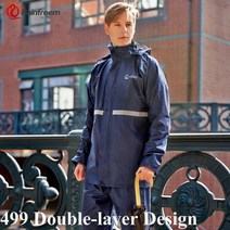 방수 레인 코트 남성 여성 후드 오토바이 판초 S6XL 하이킹 낚시, 6XL, [11] Navy Blue 499